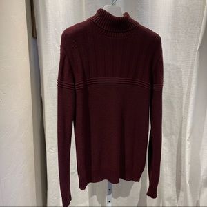Mens XRAY Jeans Turtleneck Sweater - Deep Wine - L (Slim Cut)